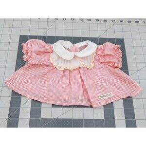 Cabbage Patch Kids Doll Pink Check Dress Coleco Preemie Vintage 1980s